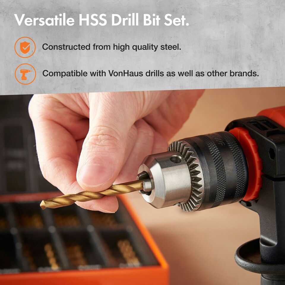 image 1 of VonHaus 99pcs HSS Metal Drill Bit Set with Carry Case