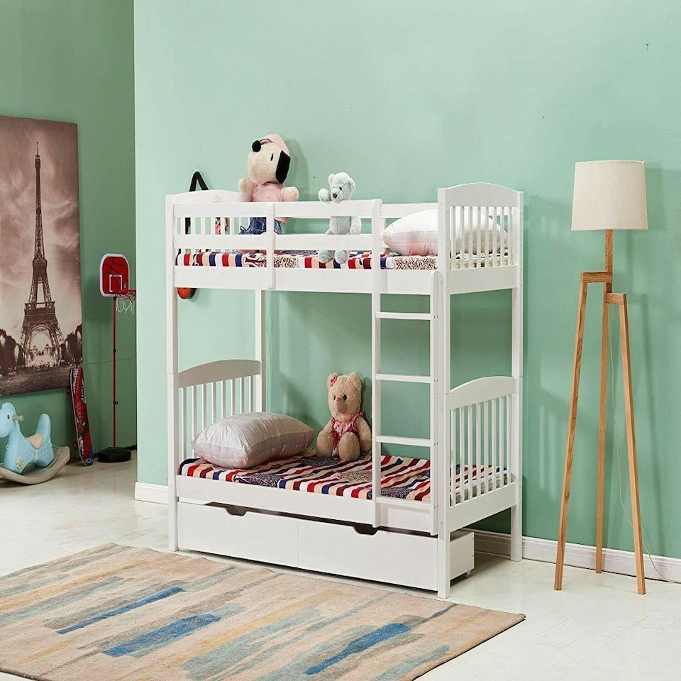 image 1 of Bunkbed Kids white 3ft single wooden bunk bed childrens bedroom furniture