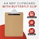 image 3 of Janrax A4 MDF Clipboard with Butterfly Clip