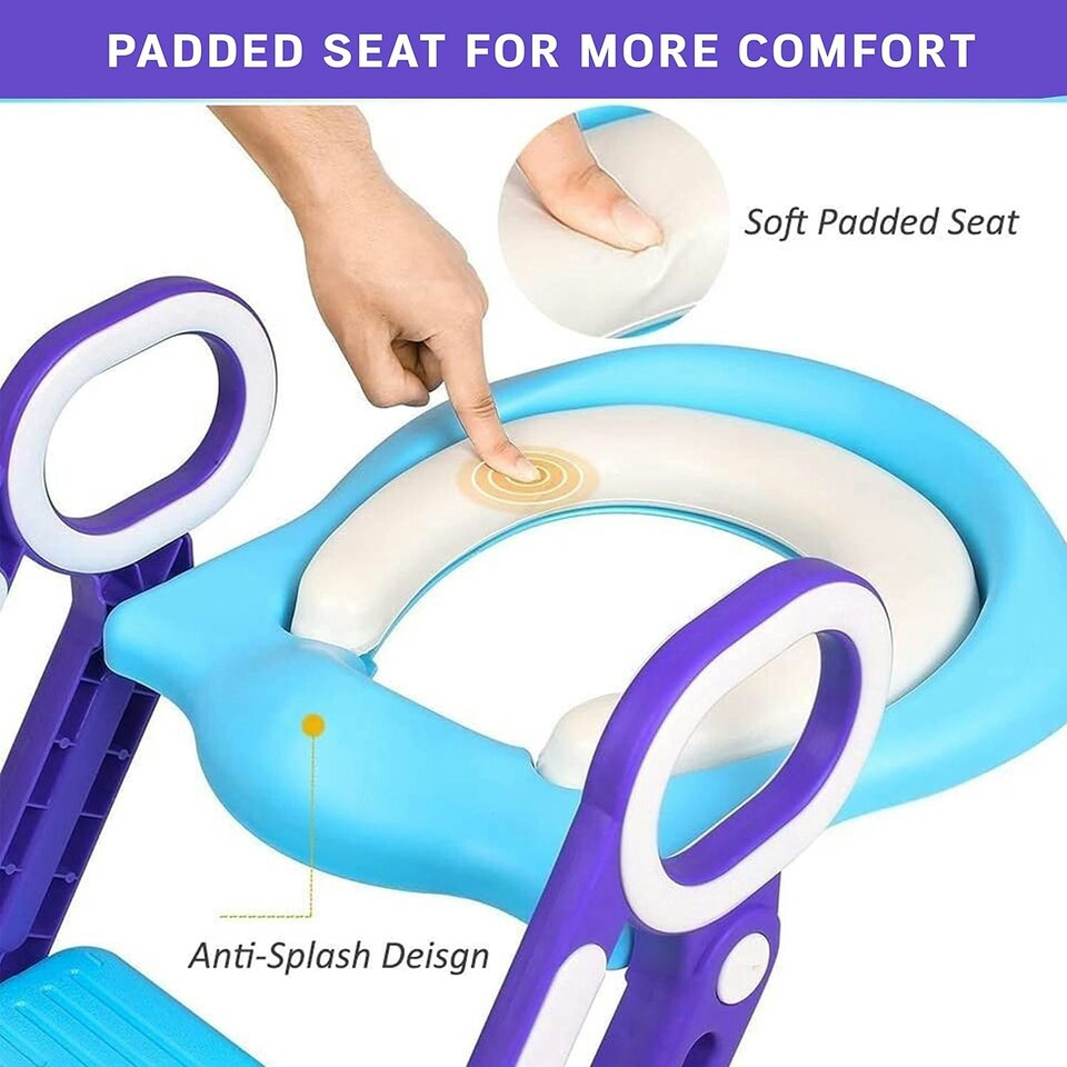 image 1 of Straame Toddler Toilet Training Ladder, Adjustable Potty Seat (Blue-Purple)