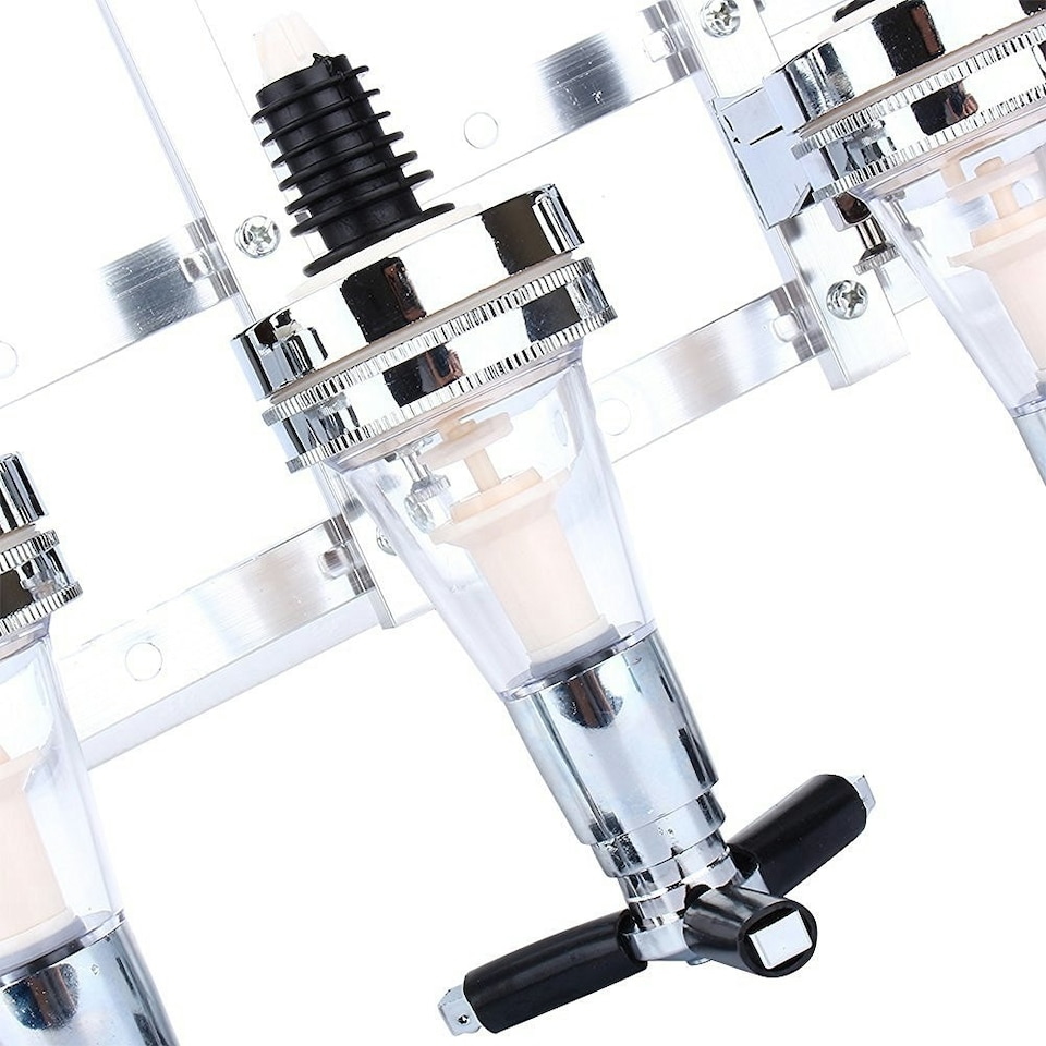 image 1 of Oypla 4 Bottle Wall Mounted Spirit Drink Dispenser Bar Shot Measurer Optics