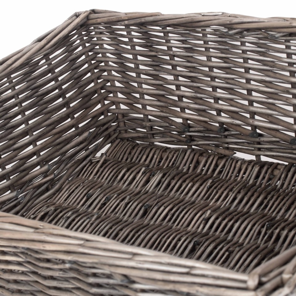 image 1 of Extra Large Antique Wash Finish Wicker Tray | Brown | Brown | Extra Large