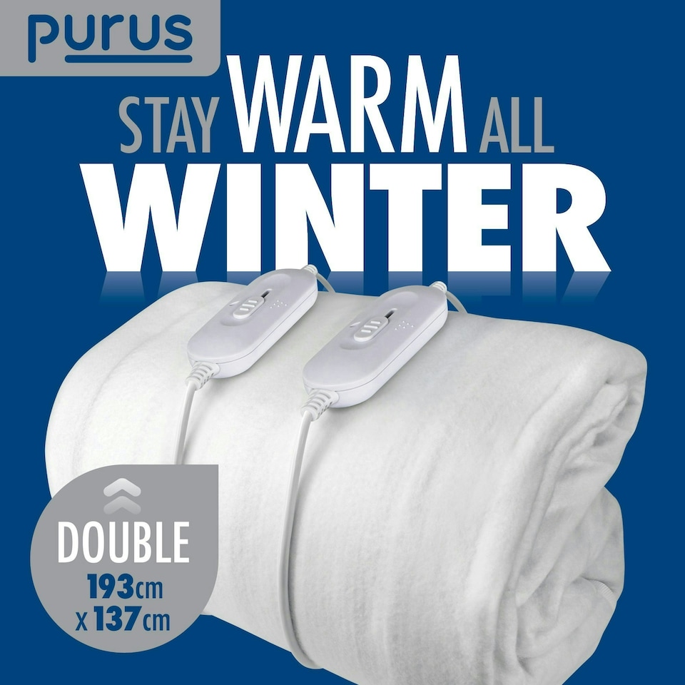 image 1 of Purus Double Bed Electric Heated Under Blanket Fitted Cover Dual Control