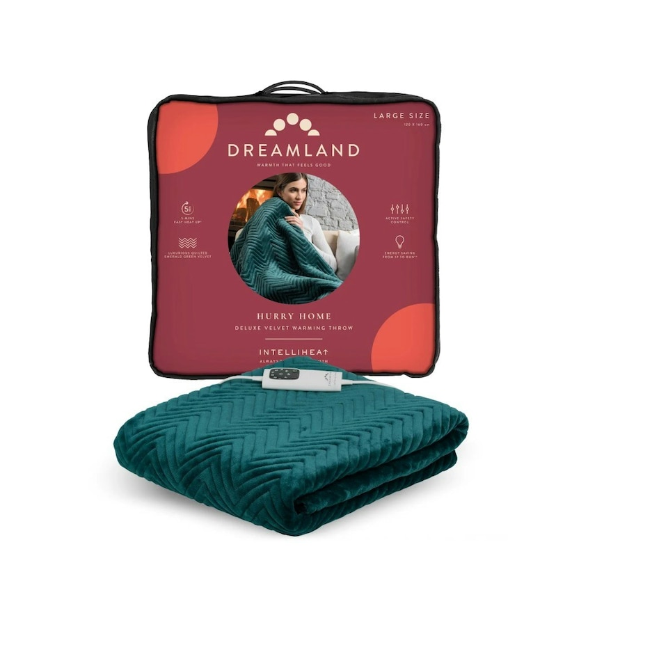 Dreamland HurryHome Warming Throw-Green 160X120