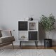 image 2 of White 4-Cube Storage Unit with 2 Metal Doors and Legs | Black | Black & Black | 1