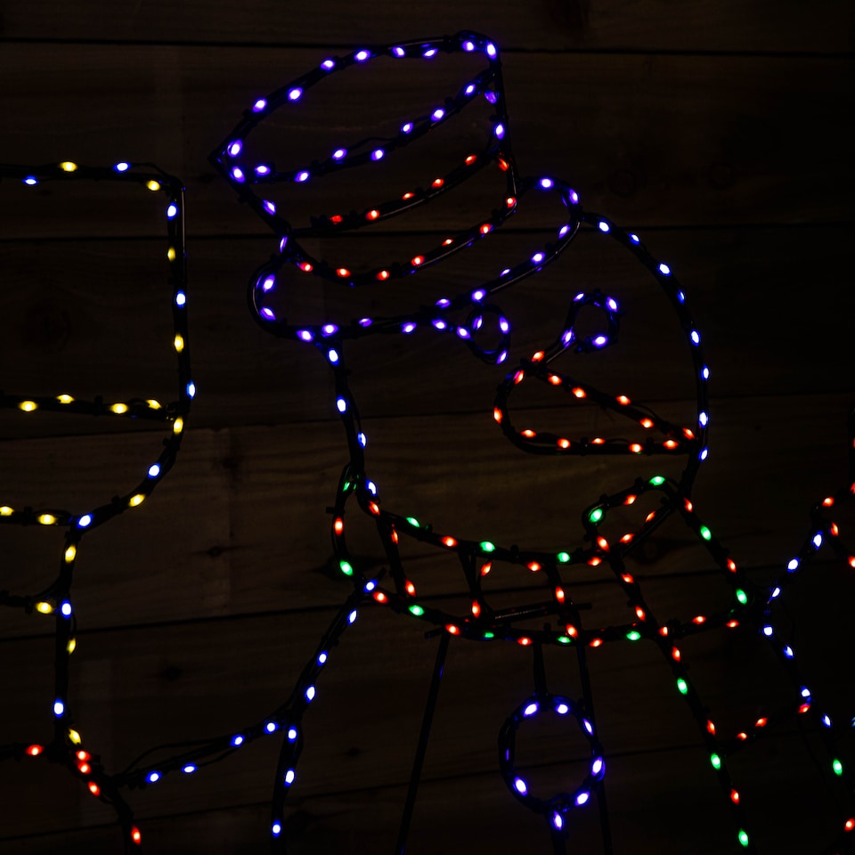 image 1 of 1m x 78cm Light up Standing Christmas Snowman with 390 Multi-Coloured LEDs