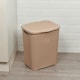 image 2 of 45L Plastic Laundry Basket Dirty Clothes Washing Storage Hamper with Handles & Lid | Multi | Cappuccino