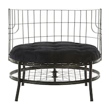 Distinctive Cage Style Black Finish Chair, Fabric Upholstered Arm Chair For Bedroom, Stylish Armchair Black