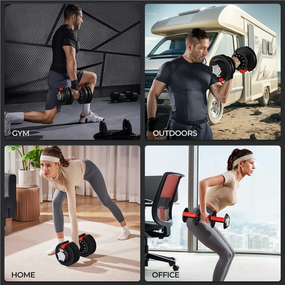 image 1 of Yaheetech 3-24KGS Adjustable Dumbbell Black