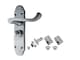 image 1 of Golden Grace Epsom Design Victorian Style Bathroom Door Handles in Satin Brushed Chrome, Internal Pack with Hinges & Latches, Privacy Set - 168mm x 40mm | Grey | 1 Set