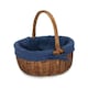 image 8 of Double Steamed Oval Wicker Shopping Basket Blue Checked Lining | Black | Black