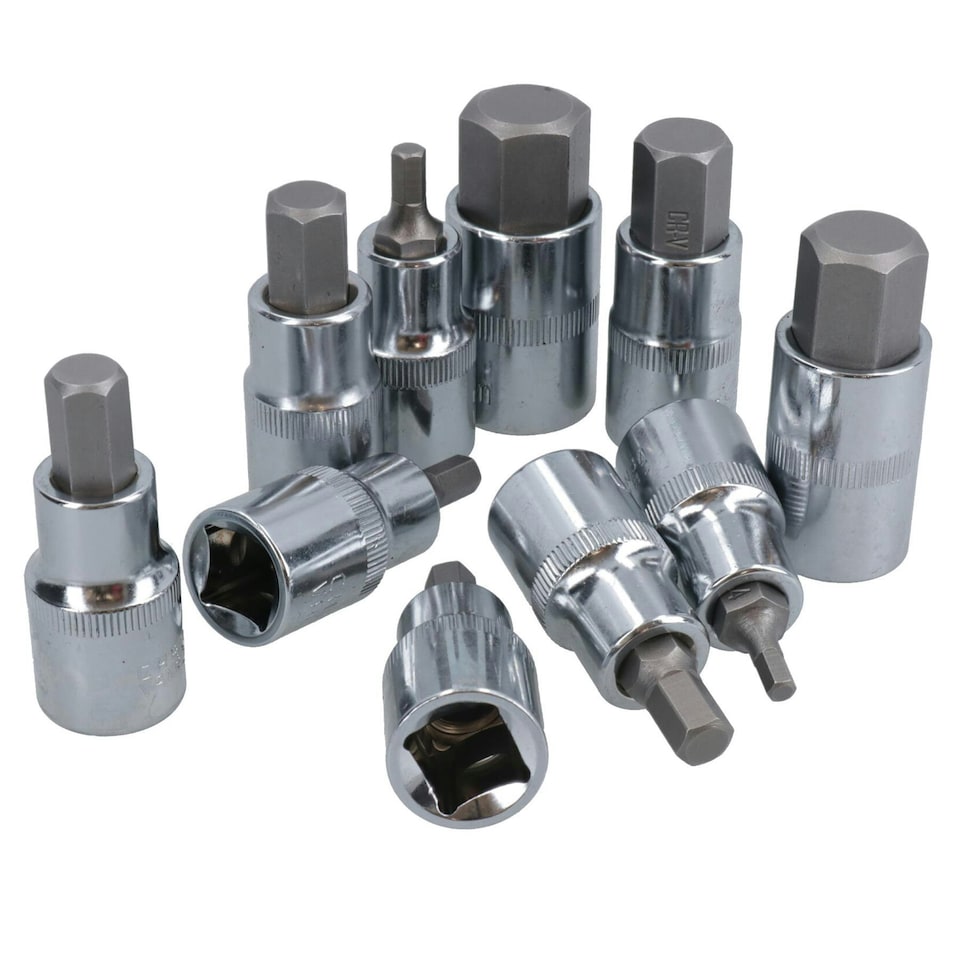 image 1 of 1/2" drive Hex / Allen key bit socket set metric sizes 4mm - 19mm AT659