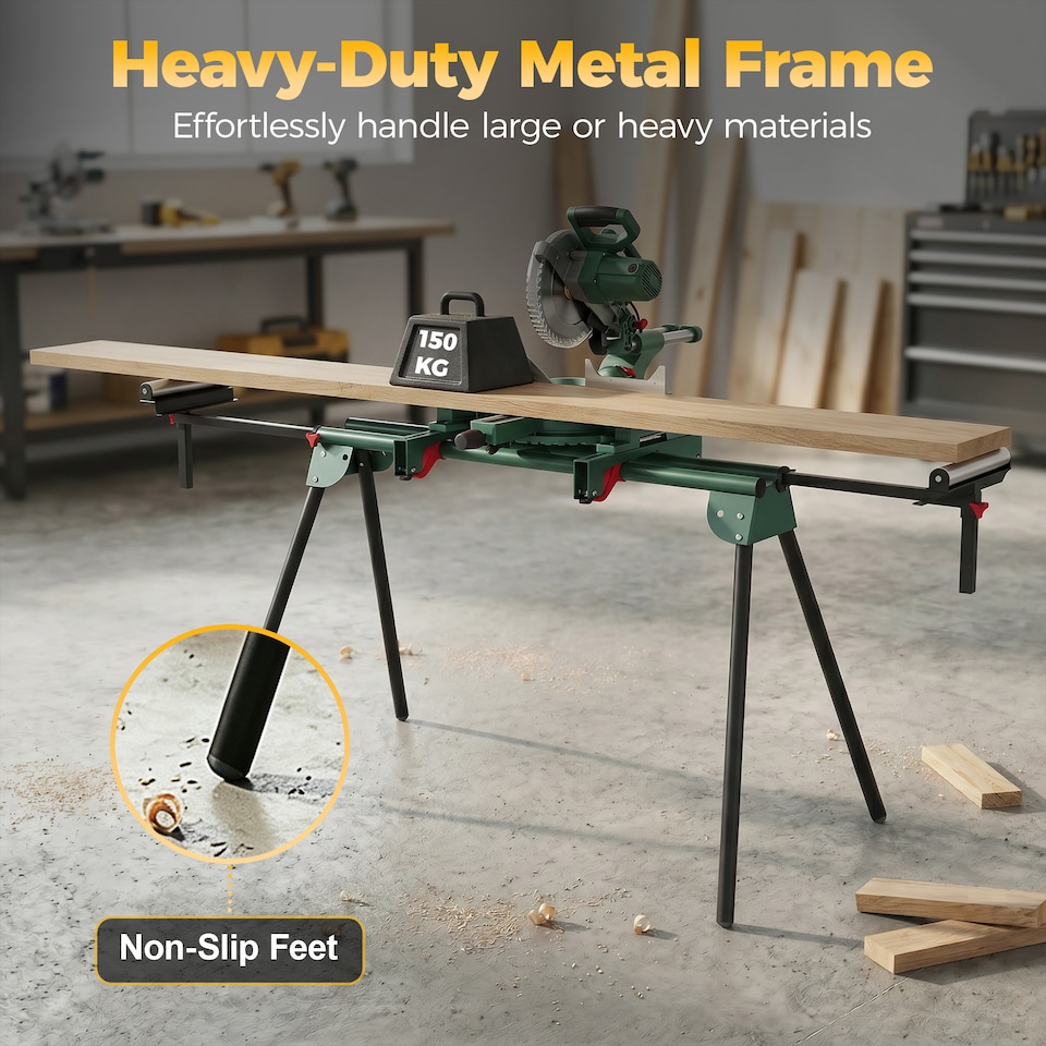 image 1 of HOMCOM Universal Mitre Saw Stand with Adjustable Rollers and Support Arms