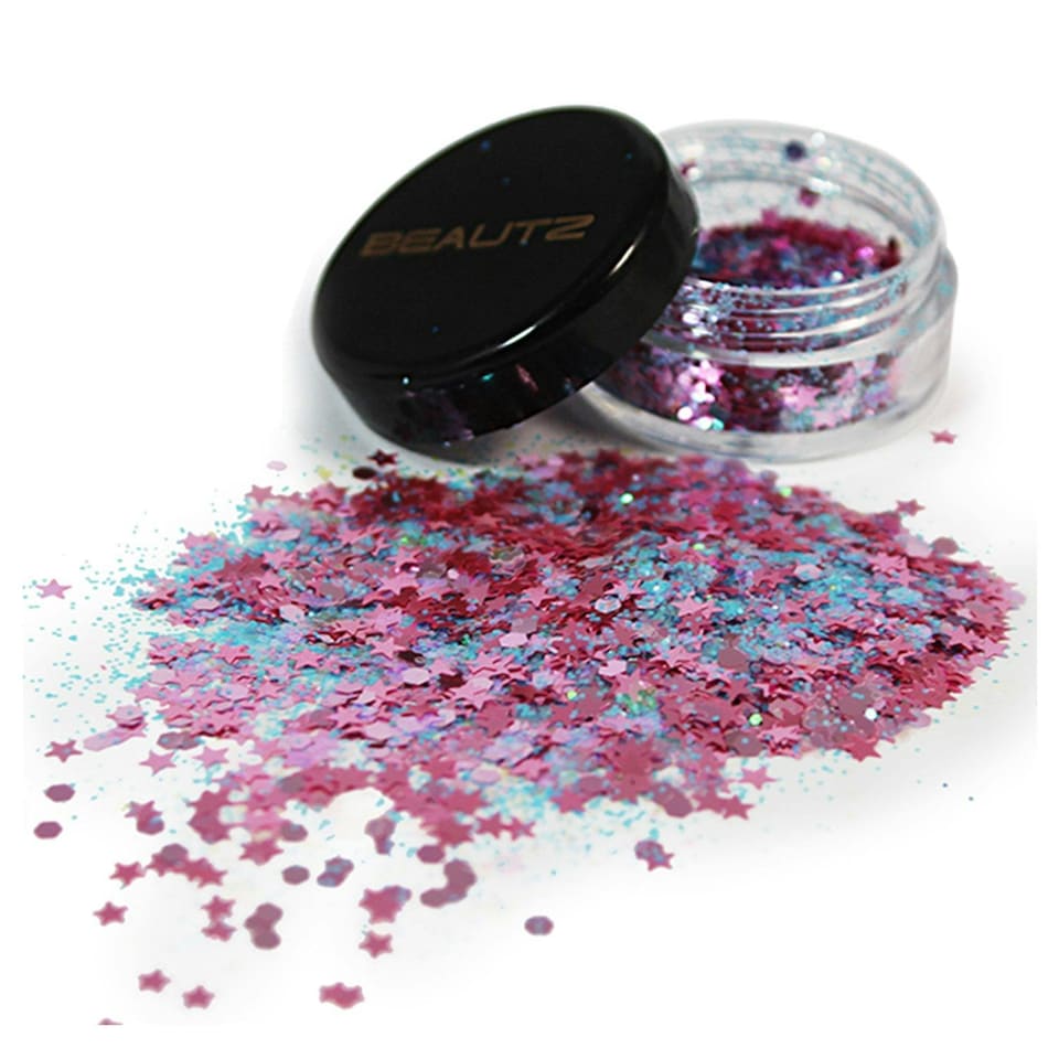 image 1 of Beautz Chunky Glitter Available in 5 Varieties 10ml pot with 5g of Cosmetic Glit, Fairy Multi