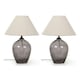 image 4 of ValueLights Olivet Pair of Grey Glass Table Lamps with Fabric Tapered Lampshade Bedside Light - Bulbs Included