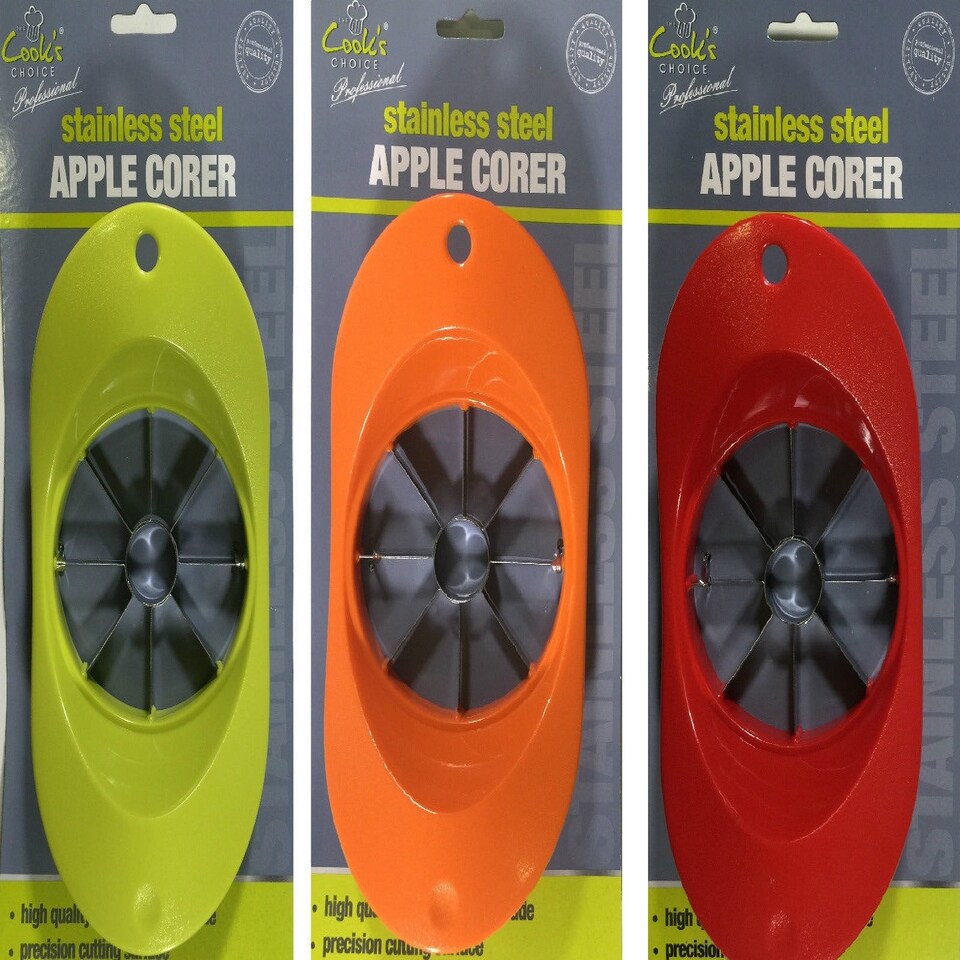 image 1 of Stainless Steel Apple Corer with Plastic Handle - Cut Cutting Fruit