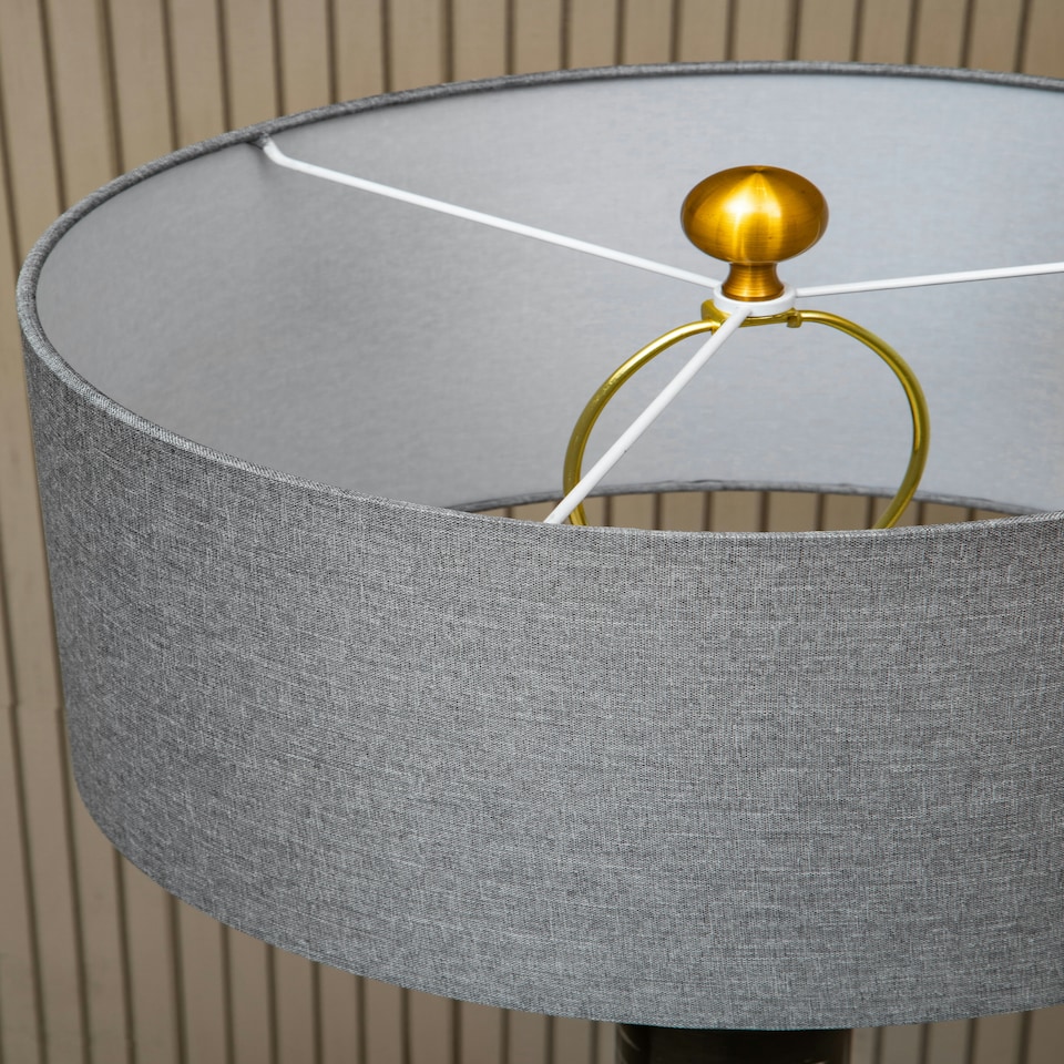 image 1 of Interiors by Premier Grey Fabric Shade Table Lamp Gold