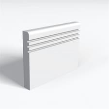 Pack of 5 (Total 5 Units) - MDF Primed Pencil Round 3 Square Grooves Skirting Board - 15mm (T) x 194mm (H) x 3050mm (L)
