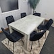 image 7 of Modern Stone Grey Effect Dining Table Set With 6 Velvet Chairs Dining Room Furniture Set | Grey | One Size | 7