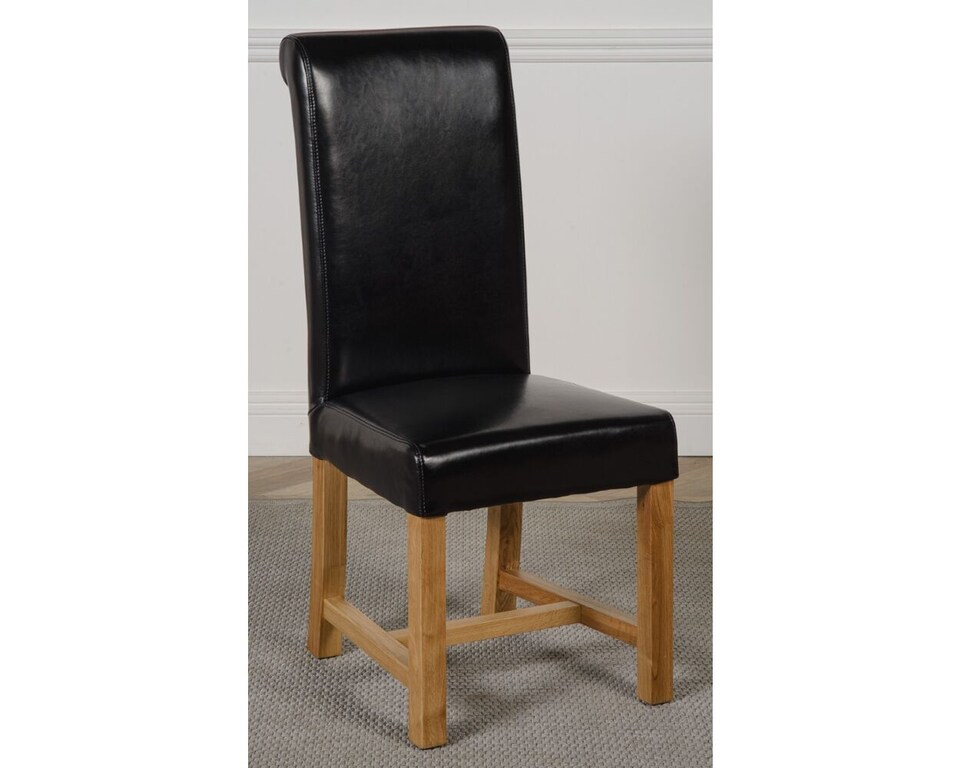 image 1 of Oslo 90 x 90 cm Oak Small Dining Table and 4 Washington Leather Chairs | Black | Black