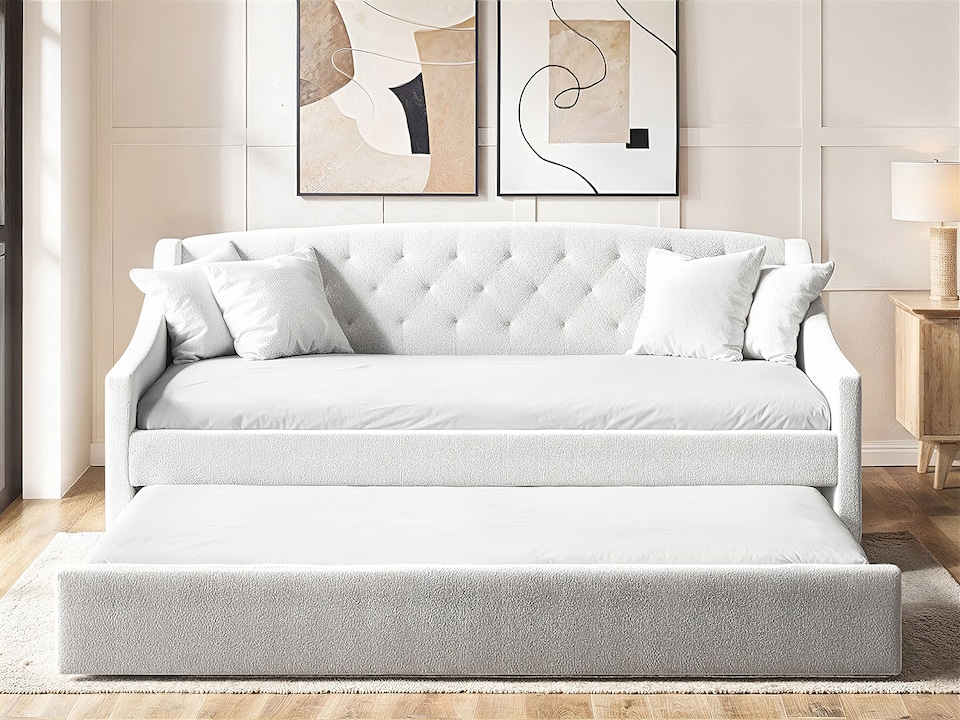 image 1 of Flair Aurora Daybed with Trundle White Boucle
