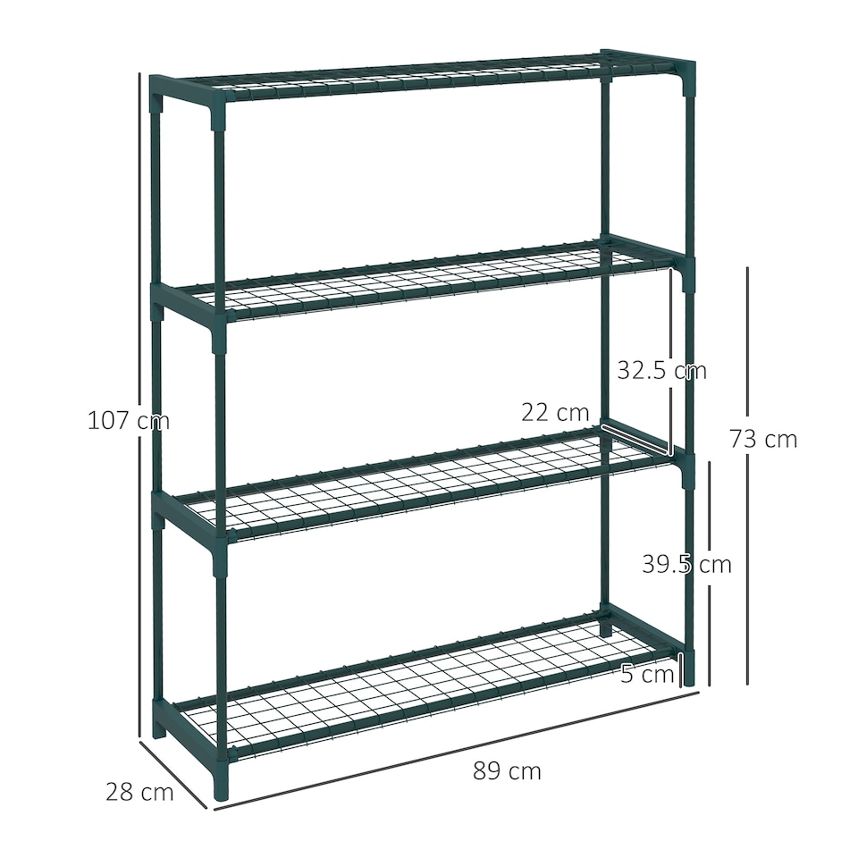 image 1 of Outsunny Plant Stand, 4-Tier Planter Holder Flower Display Rack, Dark Green | Green | Green