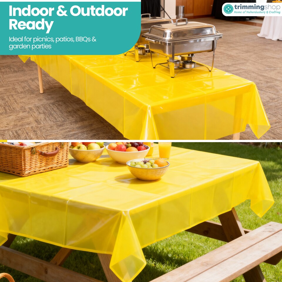 image 1 of Disposable Plastic Table Cover, Table Liner - 54" x 108"