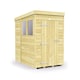 image 1 of 4 x 7 Feet Pent Shed - Single Door With Windows - Wood - L214 x W127 x H201 cm | Brown