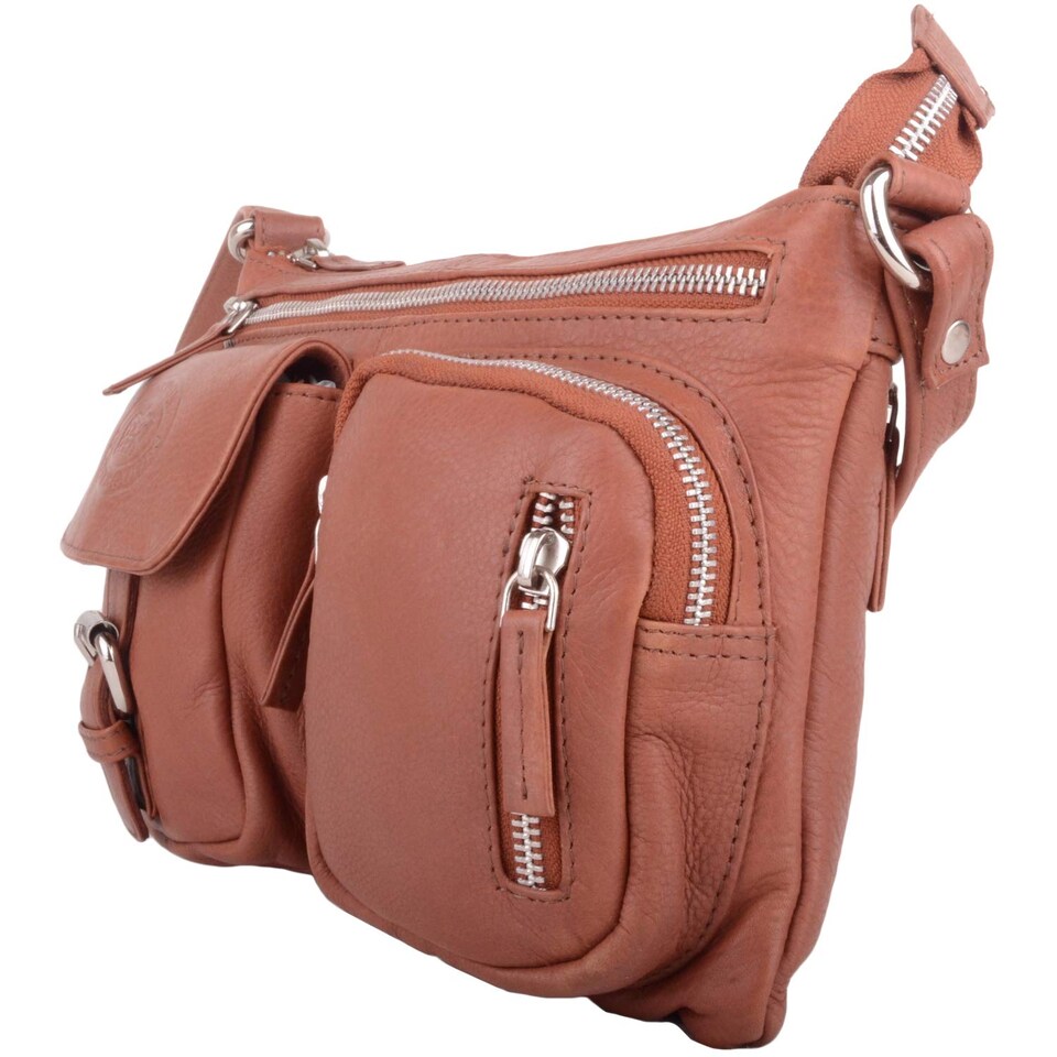 image 1 of London Leathergoods Womens Smooth Genuine Leather Cross Body / Shoulder Bag | Brown | Tan