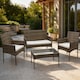 image 1 of Alivio 4 Piece Rattan Sofa Set Patio Furniture with Coffee Table Weather Resistant UV Protected Cushions for Indoor Outdoor Use | Grey | 1