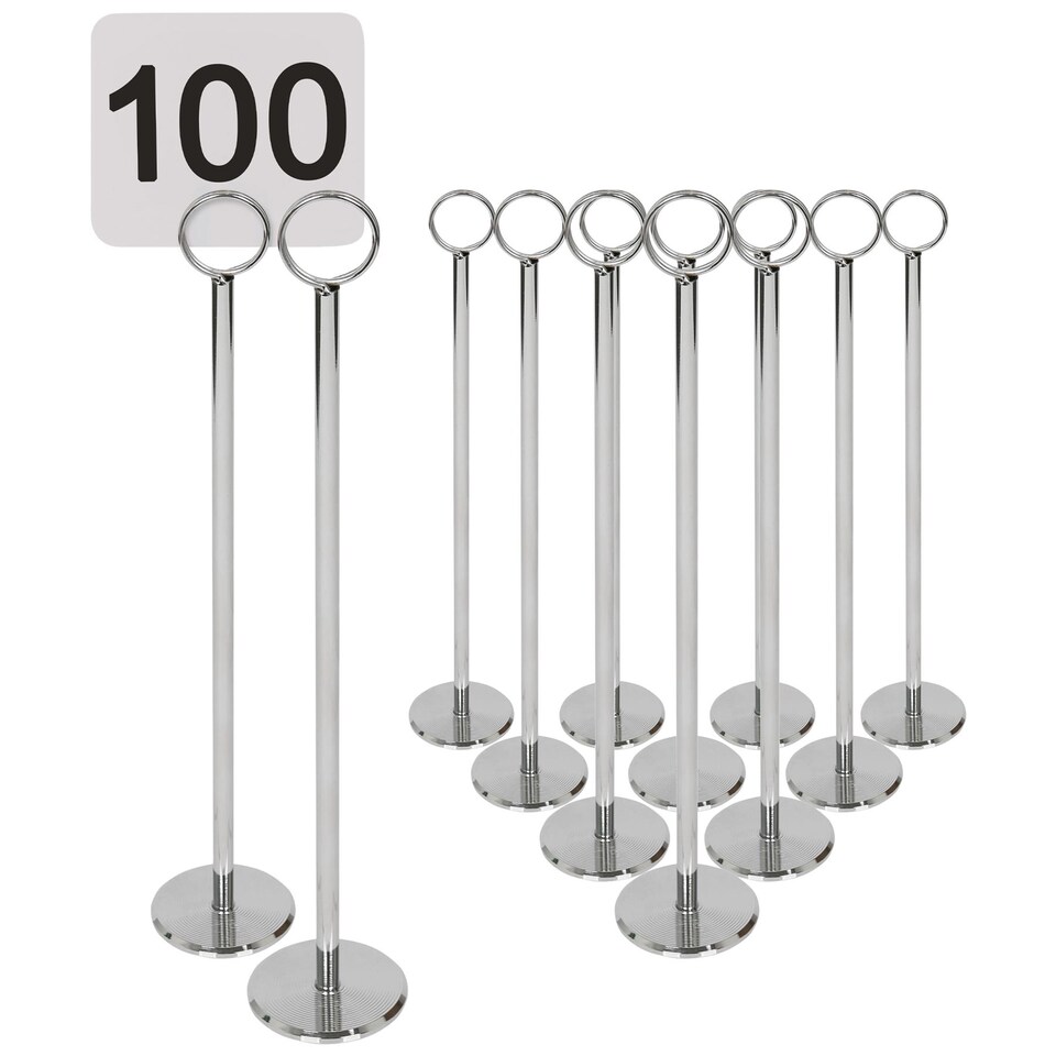 image 1 of Argon Tableware Table Numbers with 30cm Holders - 30cm - Silver - Pack of 100 | Silver | Silver
