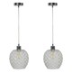 image 1 of First Choice Lighting Set of 2 Baine Clear Textured Glass with Chrome Pendant Fittings Chrome | Red