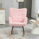 image 6 of HOMCOM Wingback Rocking Chair for Nursing w/ Steel Frame Pink