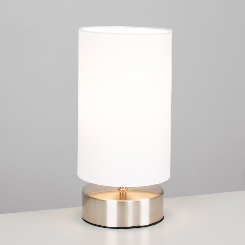image 1 of ValueLights Pair Francis Chrome Touch Table Lamp White Shades | Silver