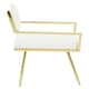 image 3 of Interiors by Premier Ivory Modern Leather Effect Dining Chair, Metal Accent Chair with Cutout Back, Gold Finish Chair for Dinner