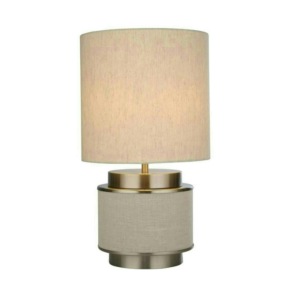 image 1 of Marriot Natural Hessian and Satin Nickel Table Lamp Cream
