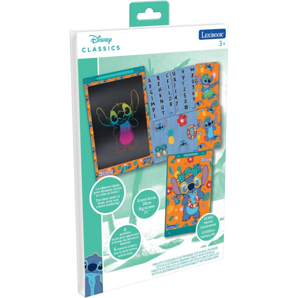 image 1 of Lexibook CRT10D Stitch 11 inch Multicolor Learning Drawing E-ink Tablet with Stencils