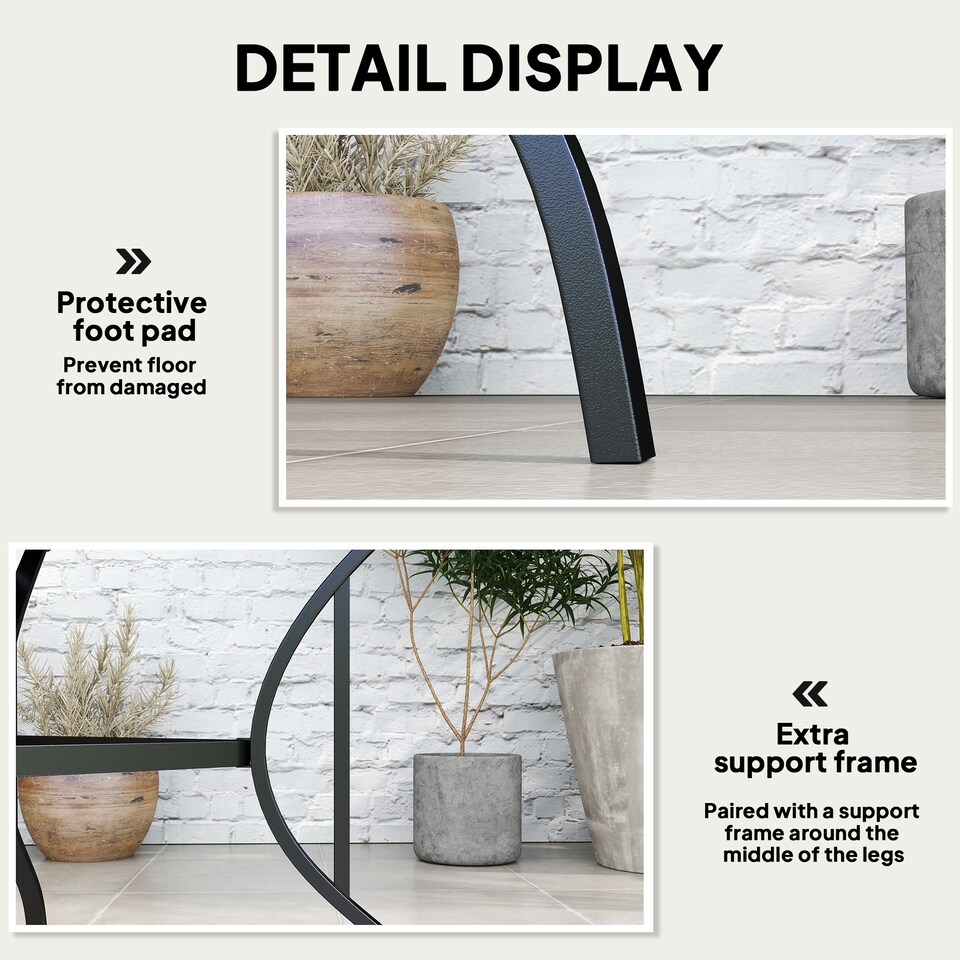 image 1 of Outsunny 94 x 94 cm Garden Dining Table with Parasol Hole, Square Patio Table with Slatted Metal Plate Top, Black