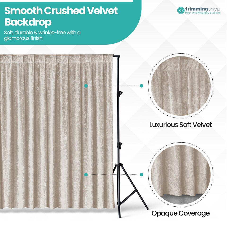 image 1 of 3x3m Crushed Velvet Backdrop, 8cm Rod Pocket Photography Background