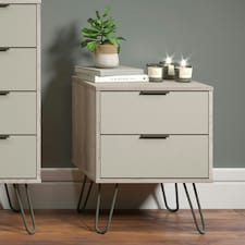 Core Products Augusta Driftwood 2 Drawer Bedside Cabinet H57.0cm x W45.0cm x D39.5cm Cream