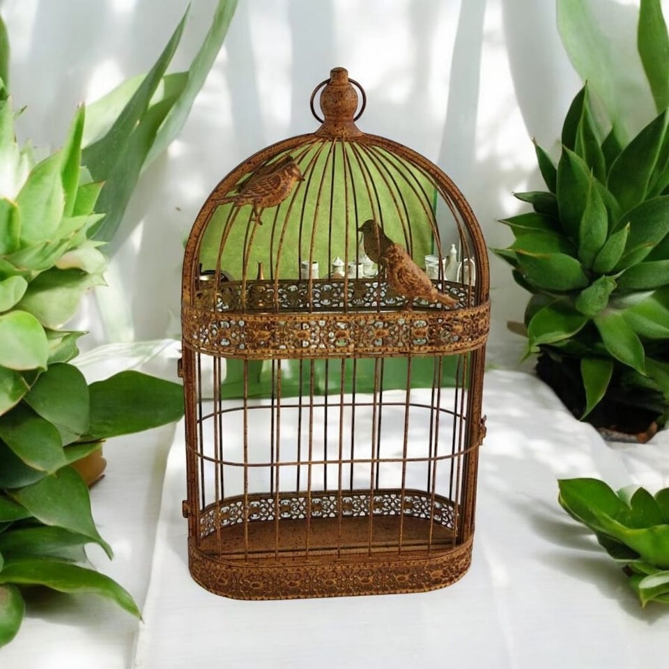 image 1 of Garden Mirror Cage - Metal - L10 x W34 x H60 cm - Rusty