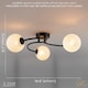 image 6 of Modern 3-Arm Matte Black Ceiling Light with Opal Swirl Glass Spherical Shades | Black