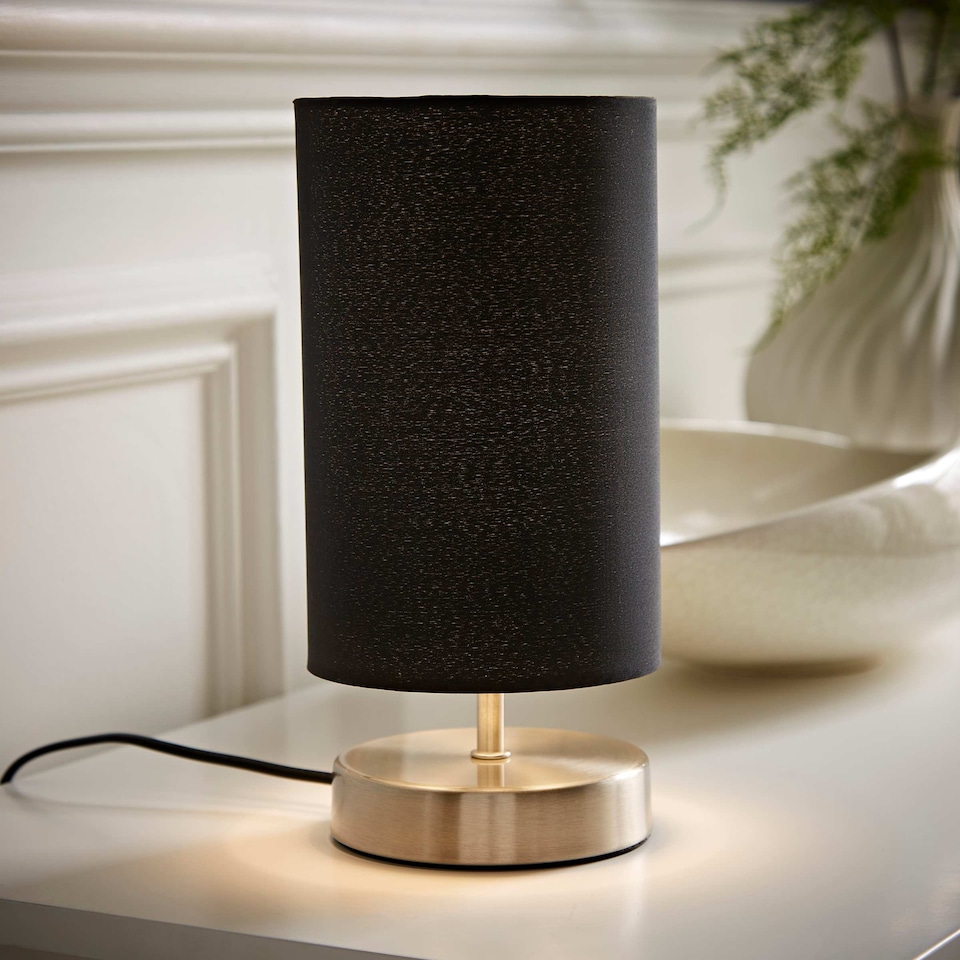 image 1 of ValueLights Francis Brushed Chrome Touch Table Lamps Black Shades | Silver | Black