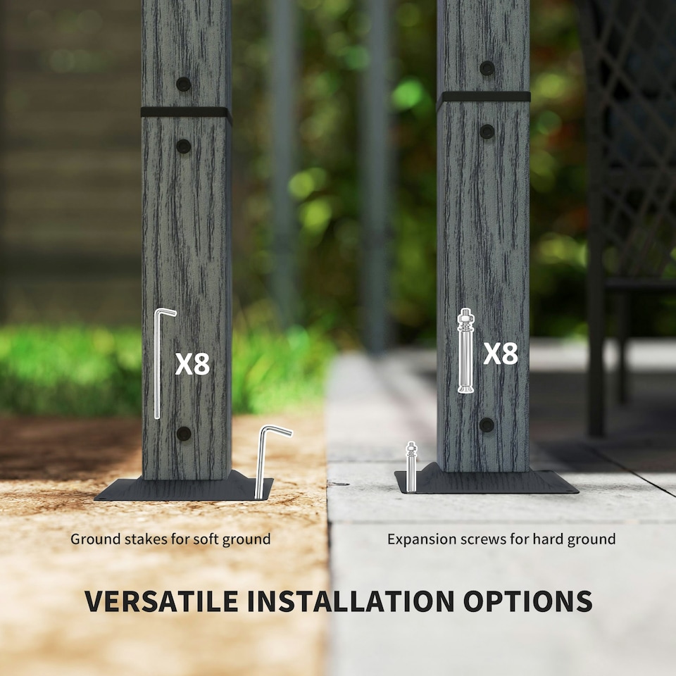 image 1 of Outsunny 3 x 3(m) Aluminium Garden Pergola with Retractable Roof, Grey