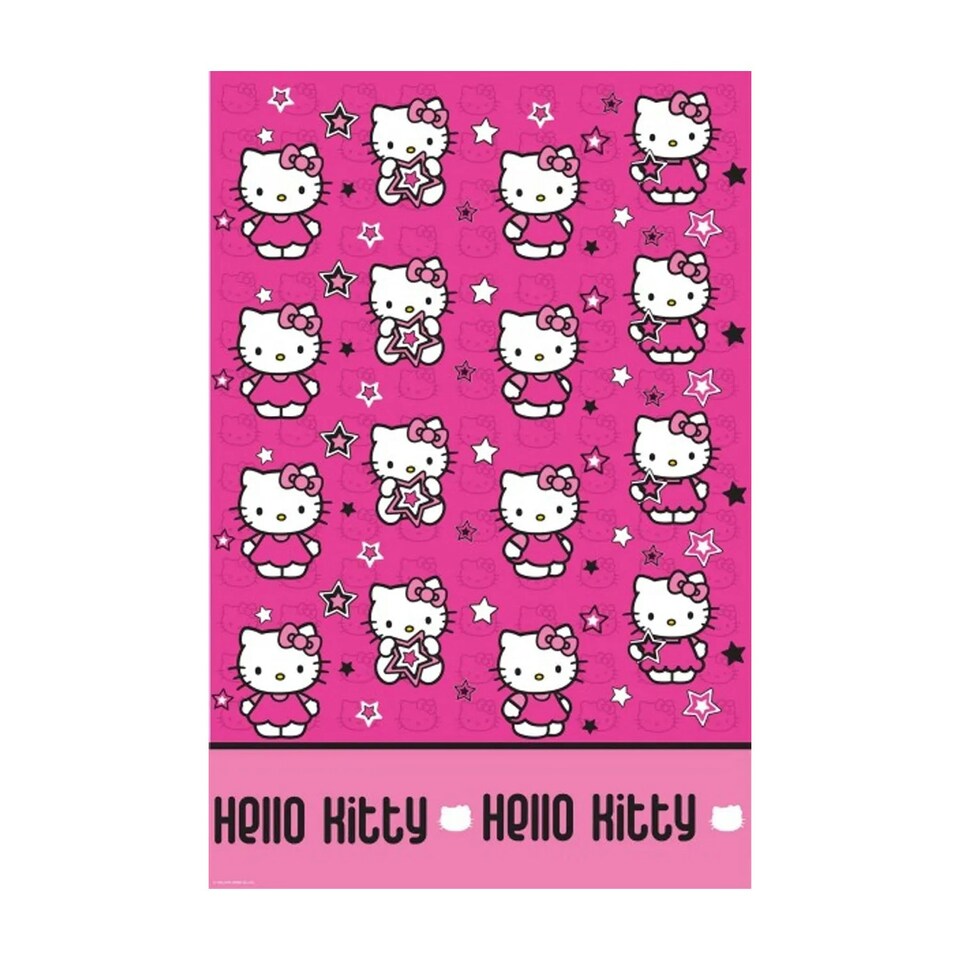 Hello Kitty Plastic Stars Tablecloth - Pink/White - One Size