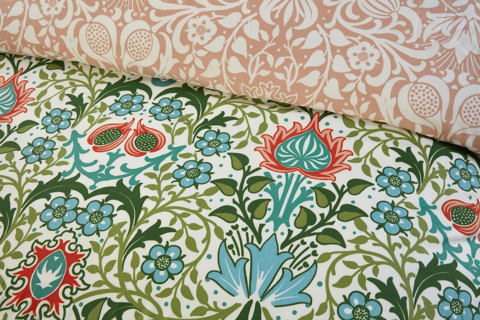 image 1 of Heritage Flora Microfibre Reversible Duvet Cover Set with Pillowcase | Multi | King