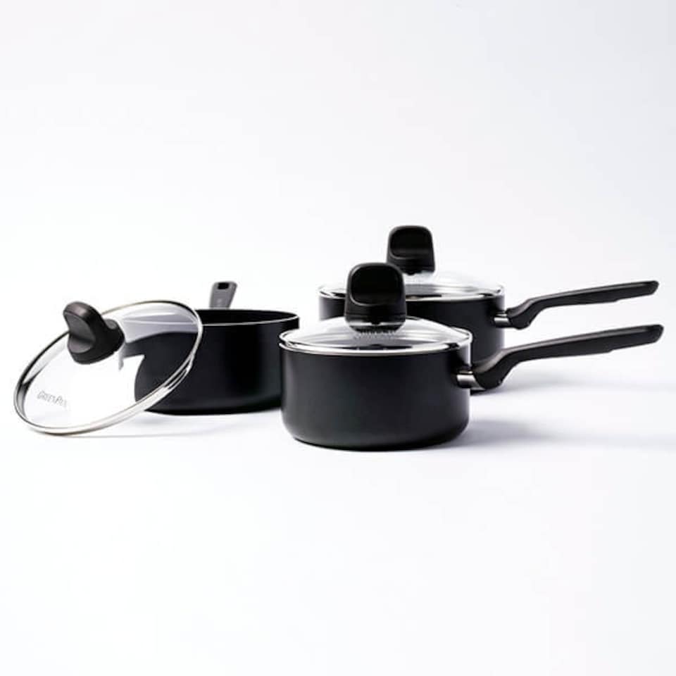 image 1 of GreenPan Memphis Non-Stick 16cm, 18cm & 20cm Saucepan Set