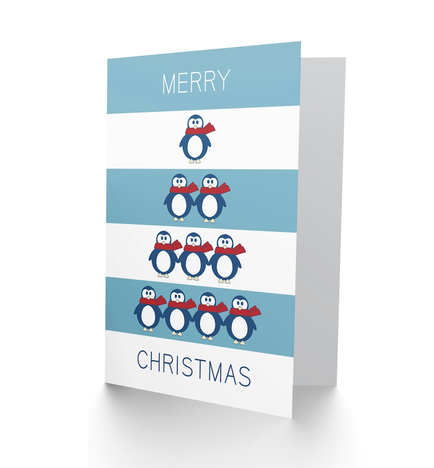 image 1 of Tree of Penguins Winter Christmas Card