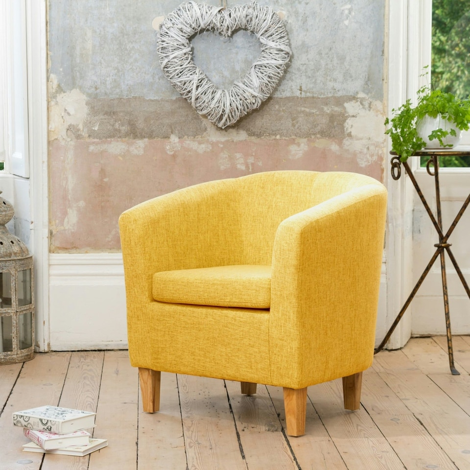 image 1 of Alderwood Fabric Tub Chair - Yellow