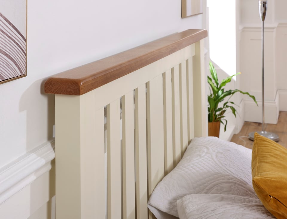 image 1 of 5ft King Size Real oak & Ivory Cream Solid,strong,wood bed frame.Wooden bedstead | Cream | King